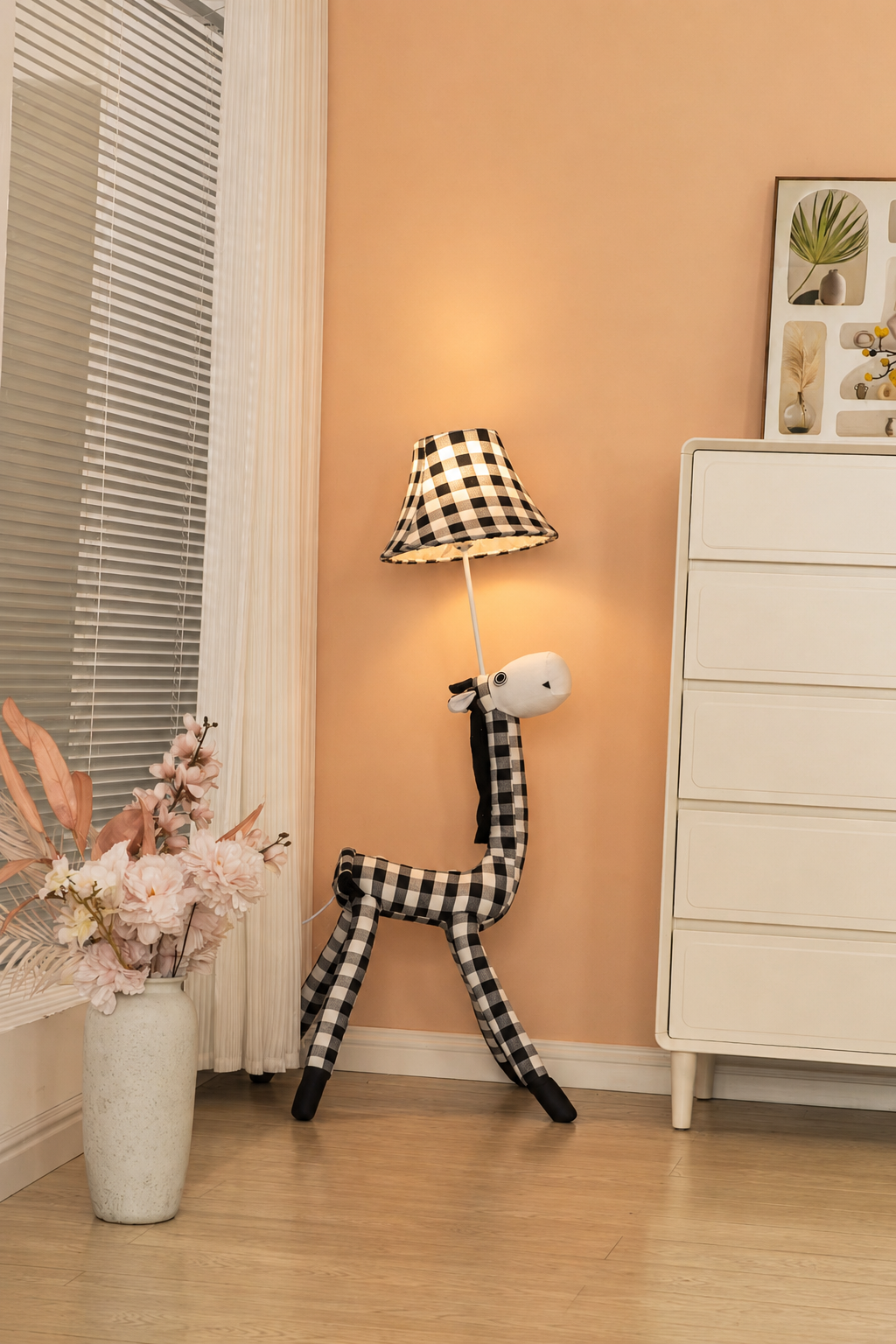 Black & White Horse Floor Lamp