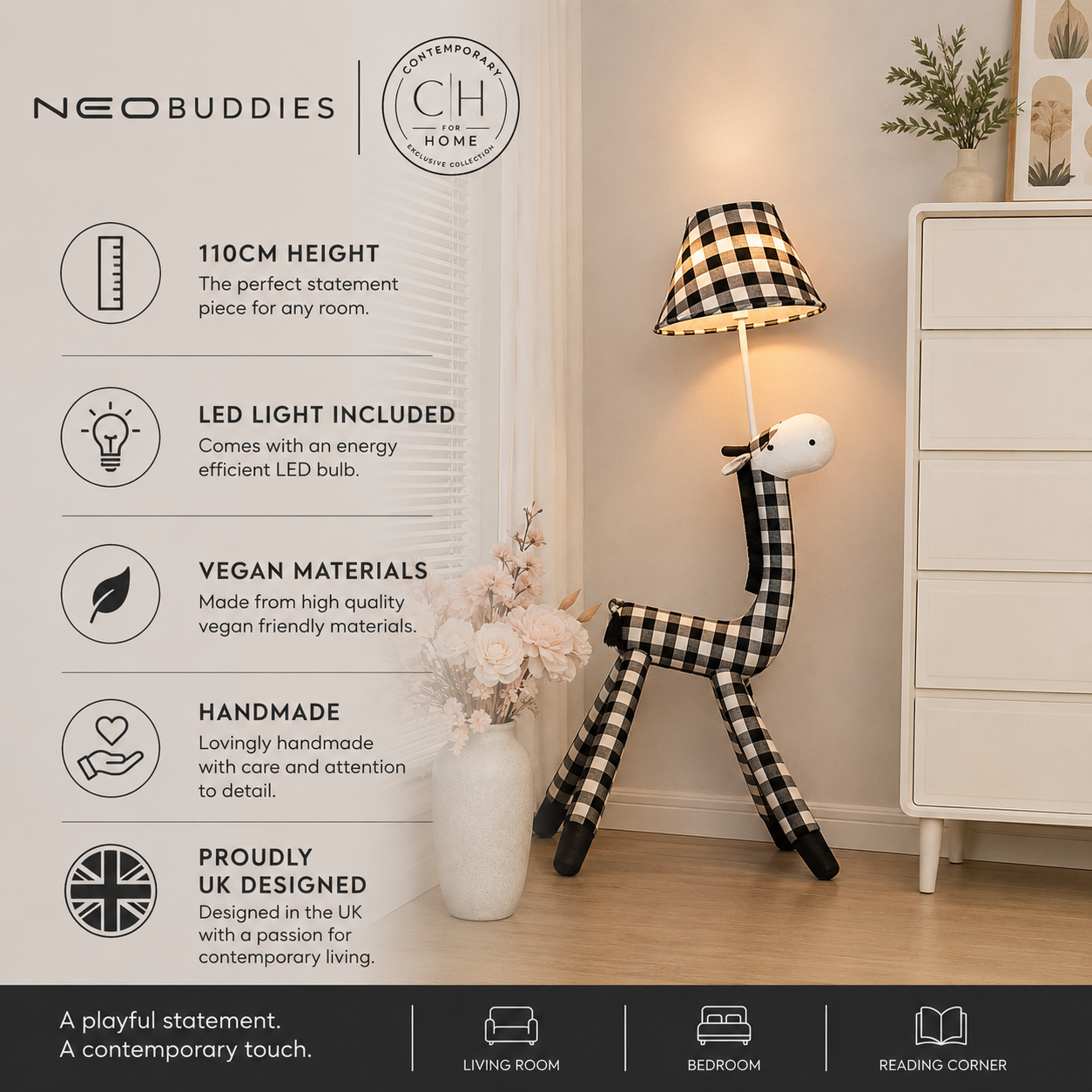 Black & White Horse Floor Lamp