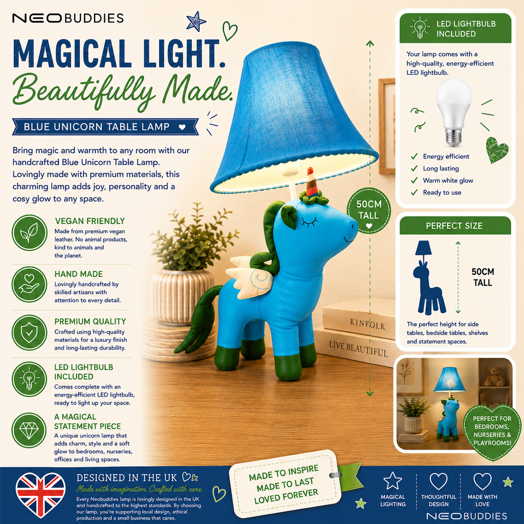 Blue Unicorn Table Lamp