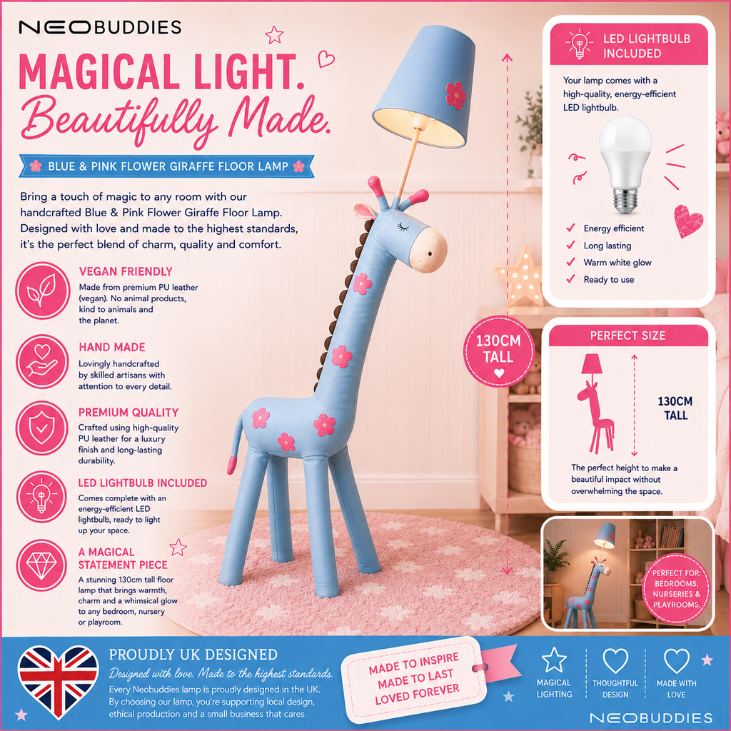Blue & Pink Giraffe Giant Floor Lamp
