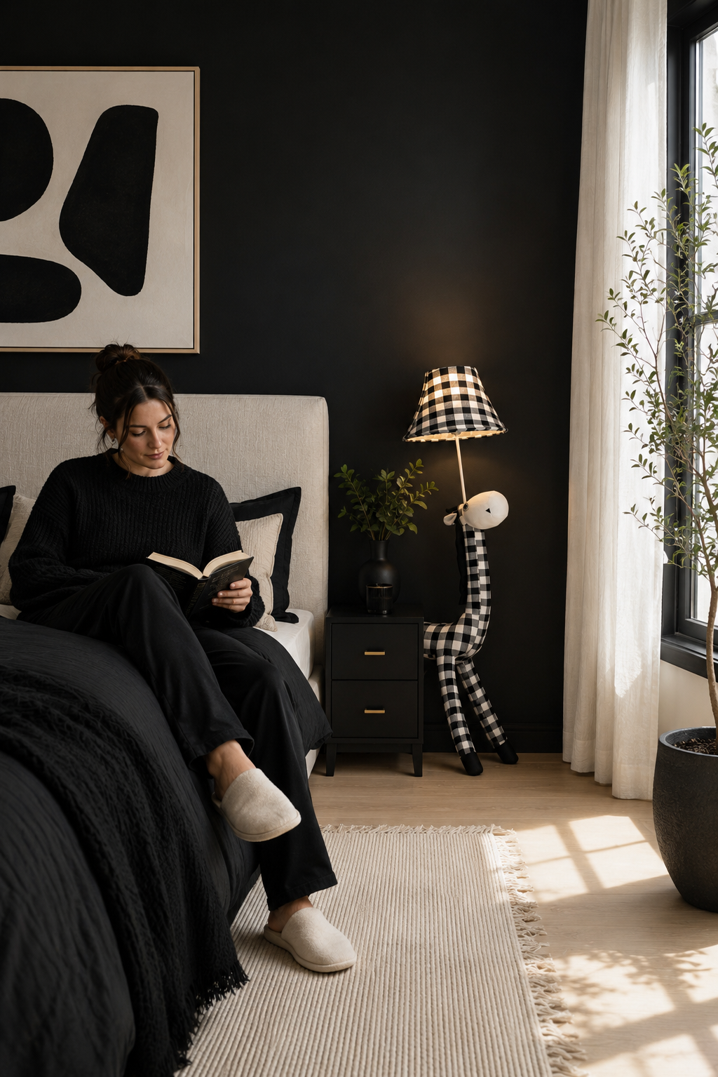 Black & White Horse Floor Lamp