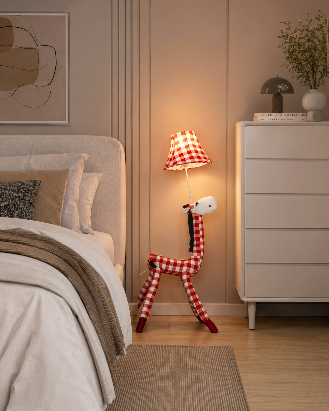 Red & White Horse Floor Lamp