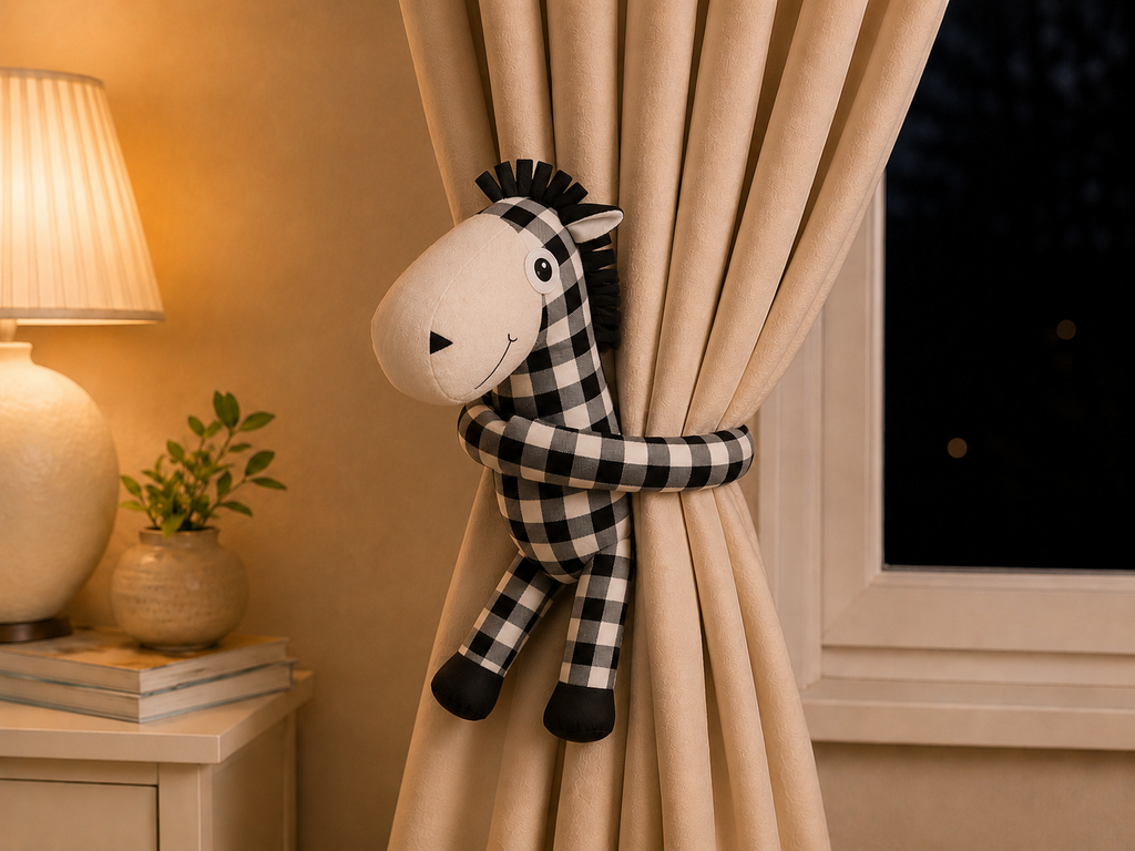 Black & White Horse Curtain Tie Back