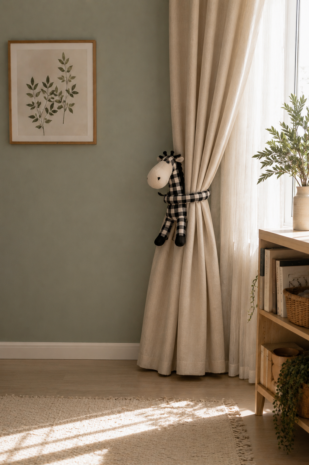 Black & White Horse Curtain Tie Back