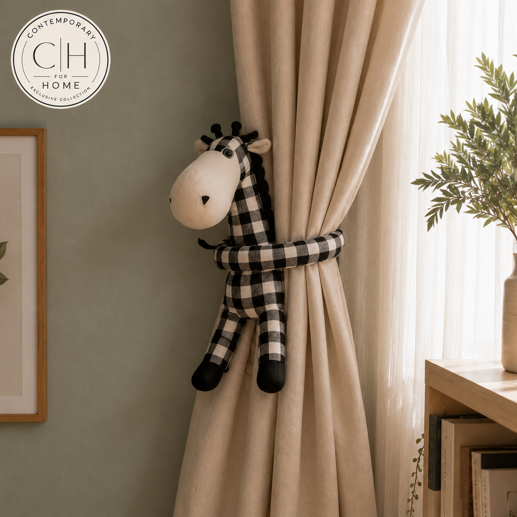 Black & White Horse Curtain Tie Back