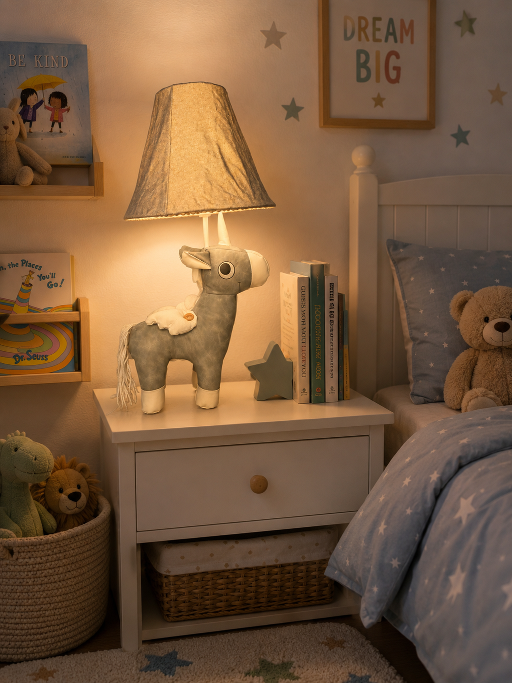 Grey Unicorn Table Lamp - NeoBuddies