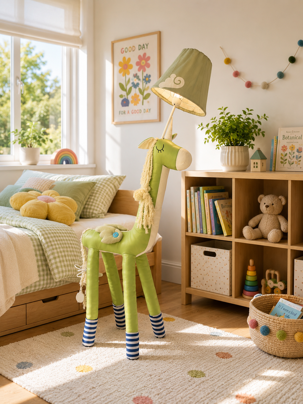 Green & White Unicorn Floor Lamp - NeoBuddies