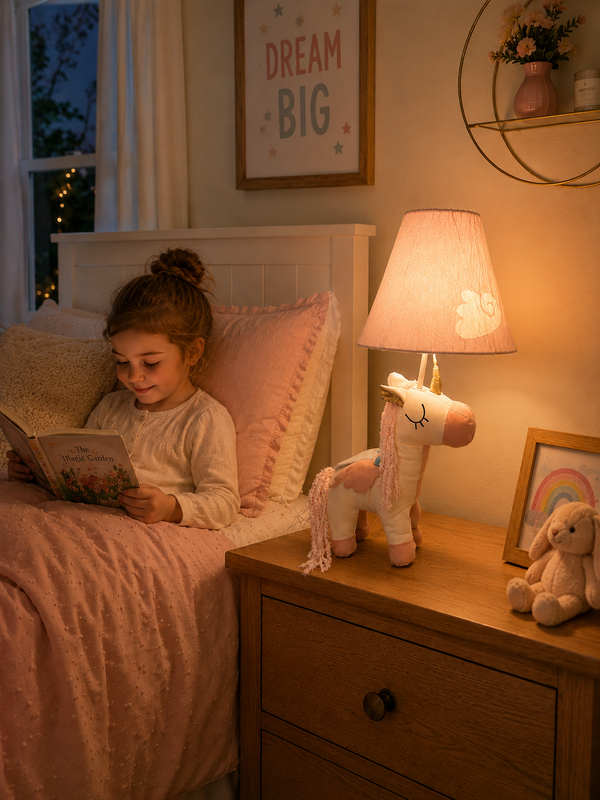 Pink & White Unicorn Table Lamp
