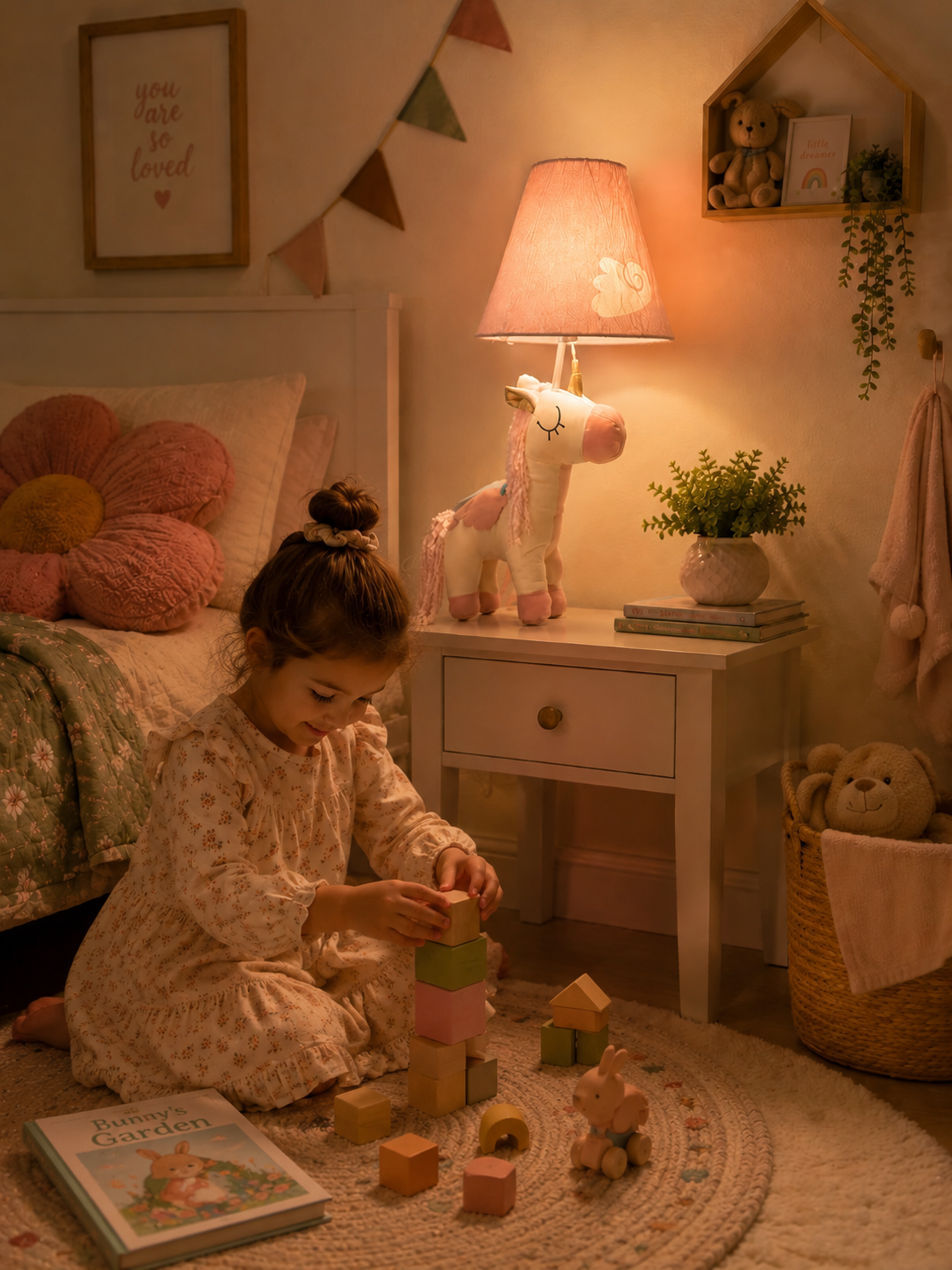 Pink & White Unicorn Table Lamp