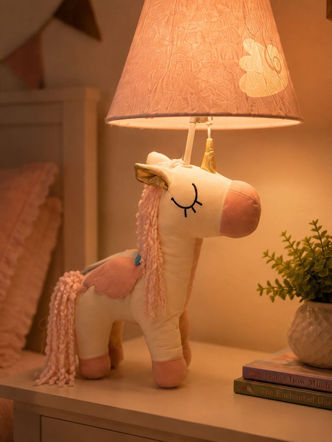 Pink & White Unicorn Table Lamp