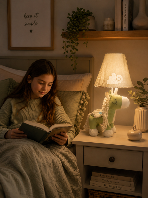 Green & White Unicorn Table Lamp