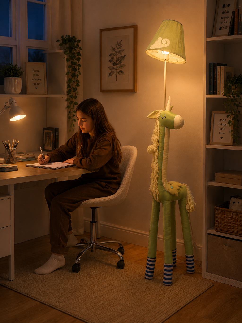 Green & White Unicorn Floor Lamp - NeoBuddies