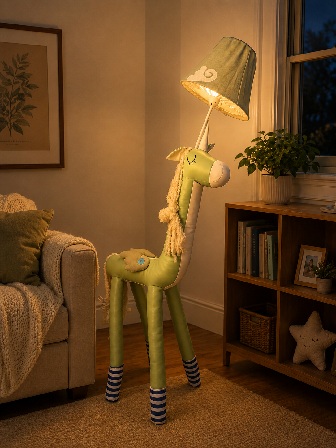 Green & White Unicorn Floor Lamp - NeoBuddies