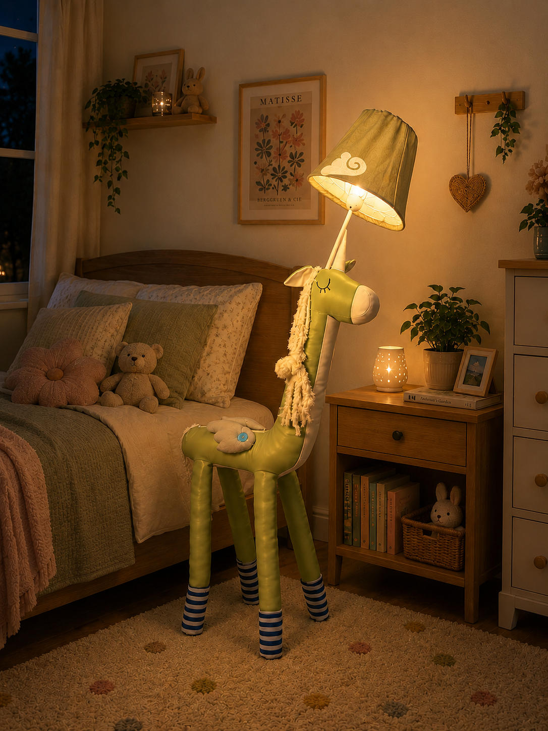 Green & White Unicorn Floor Lamp - NeoBuddies