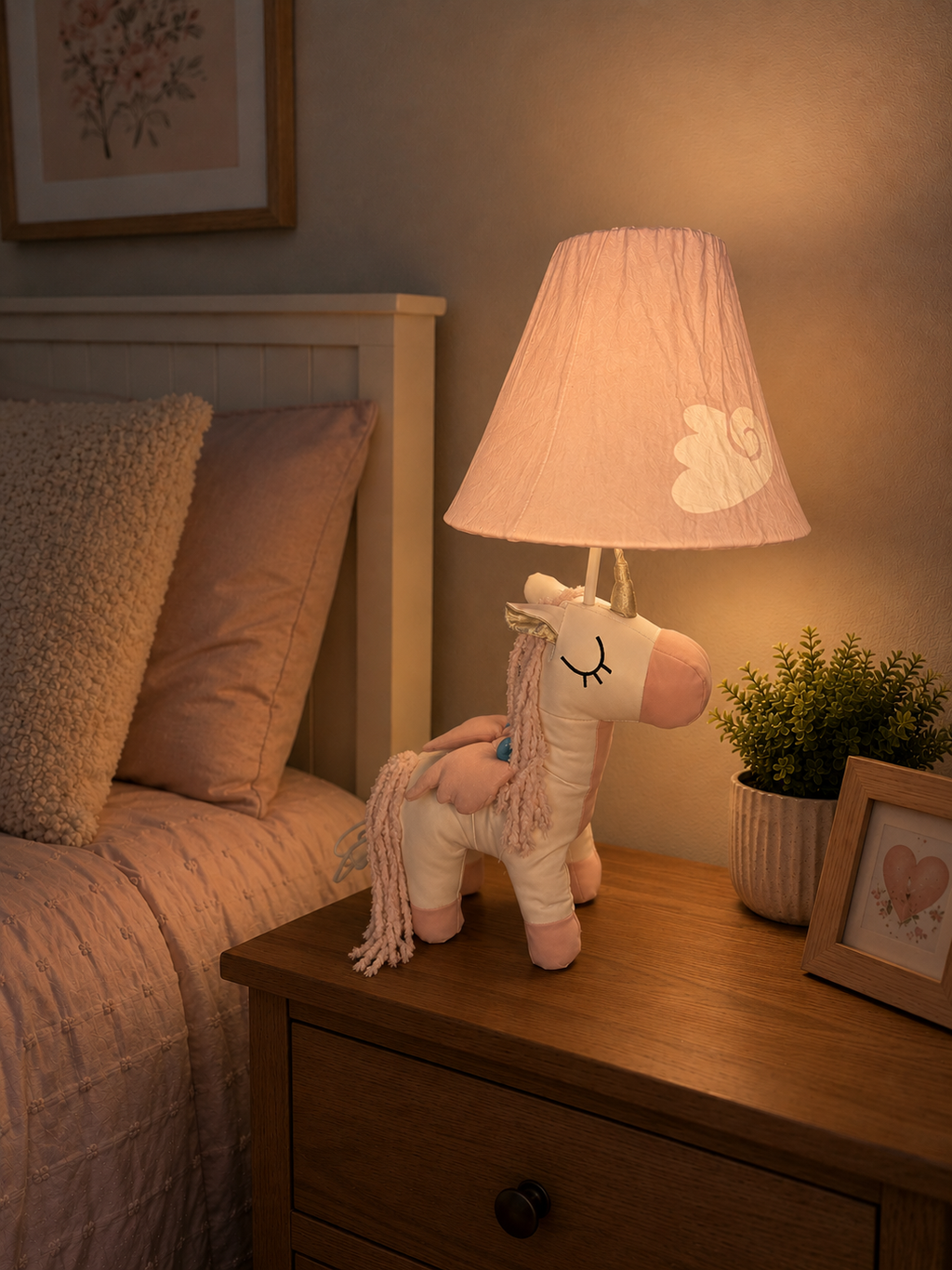 Pink & White Unicorn Table Lamp