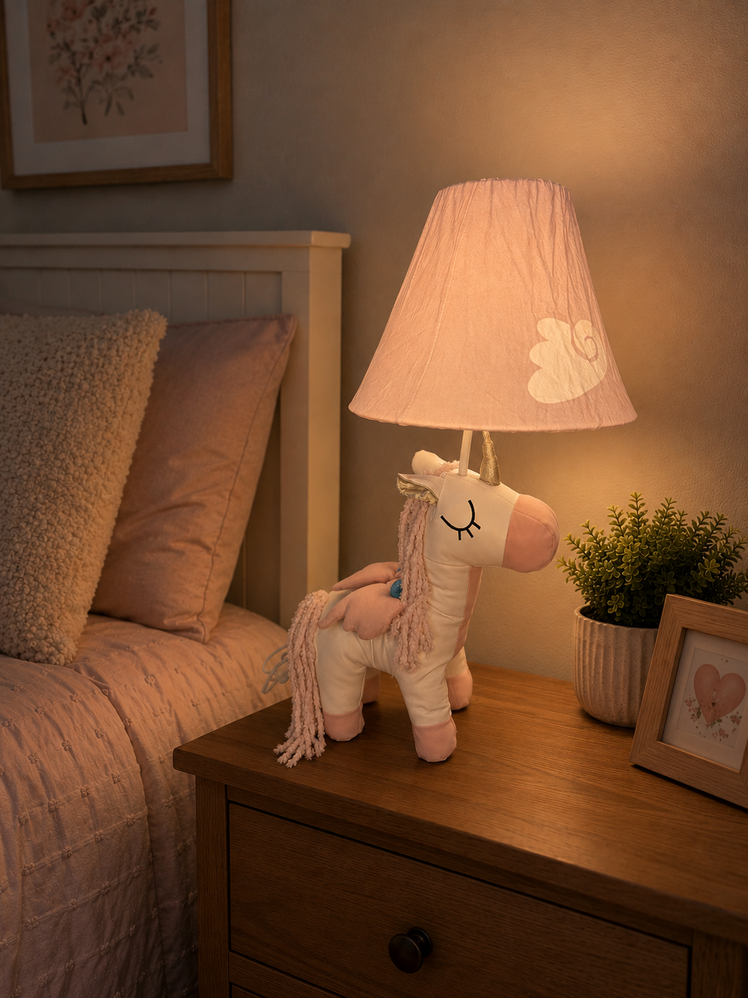 Pink & White Unicorn Table Lamp