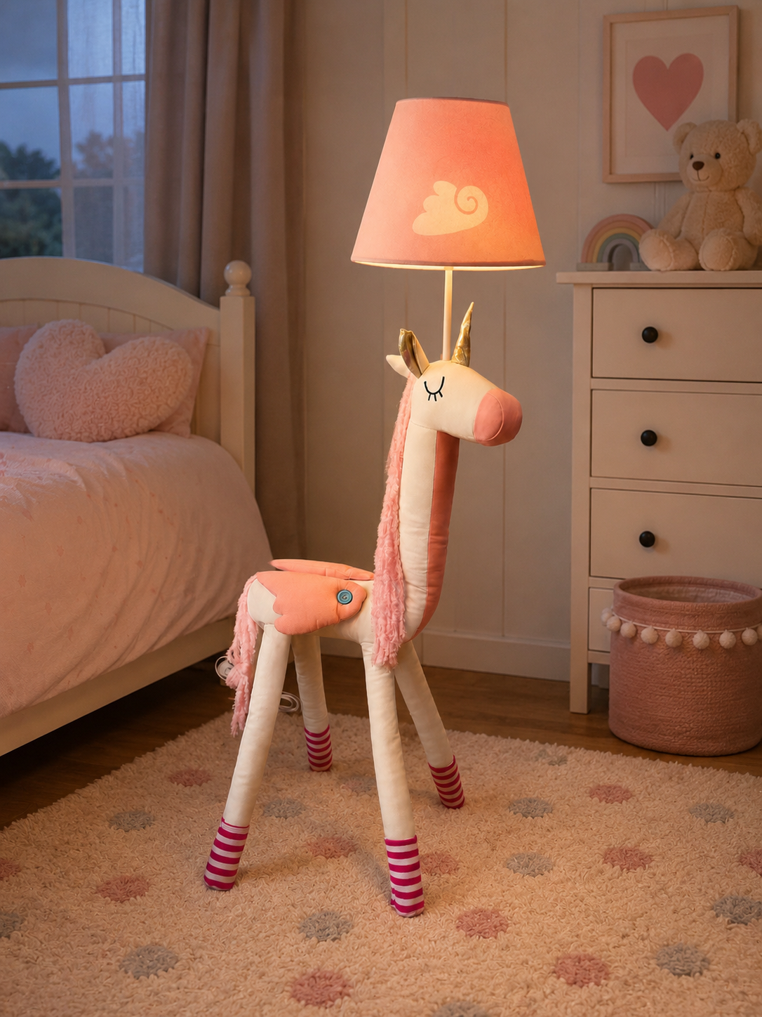 Pink & White Unicorn Floor Lamp - NeoBuddies