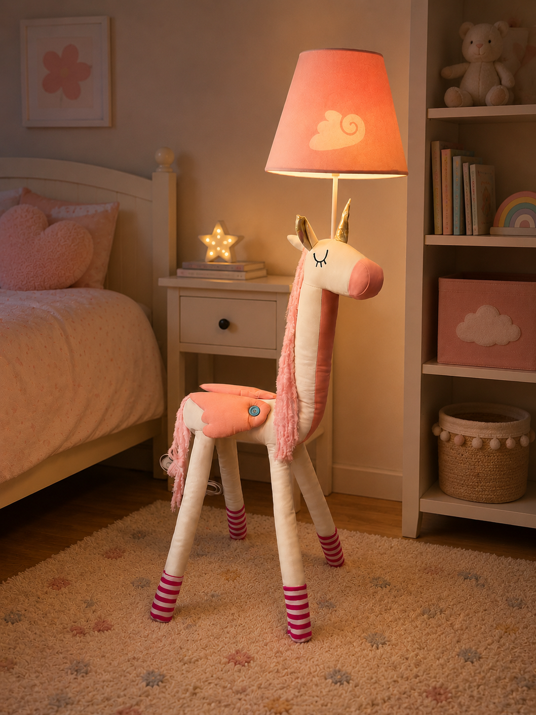 Pink & White Unicorn Floor Lamp - NeoBuddies
