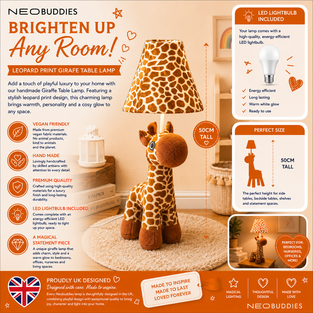 Leopard Print Giraffe Table Lamp - NeoBuddies