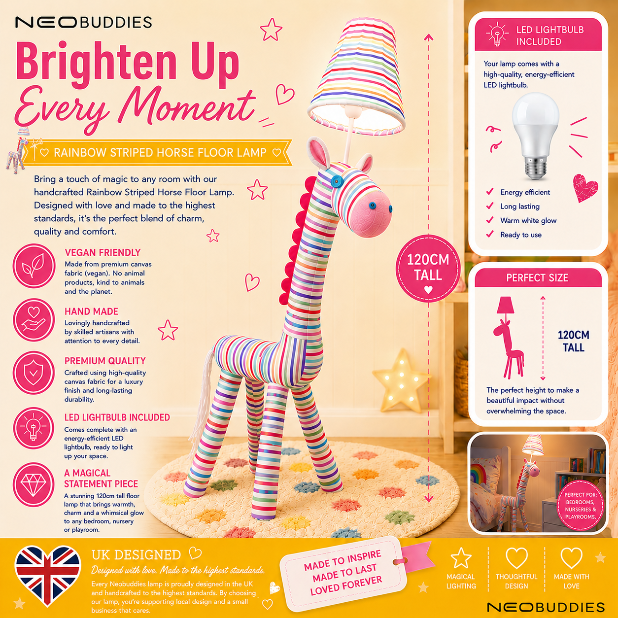 Rainbow Striped Horse Floor Lamp