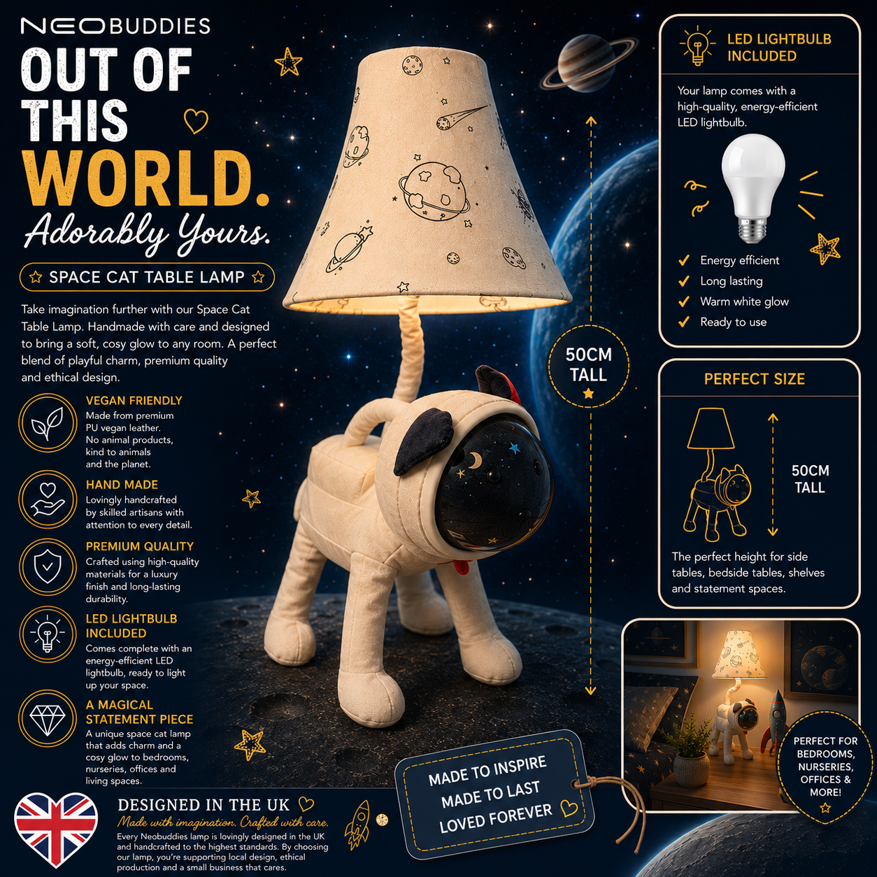 Space Cat Table Lamp - NeoBuddies