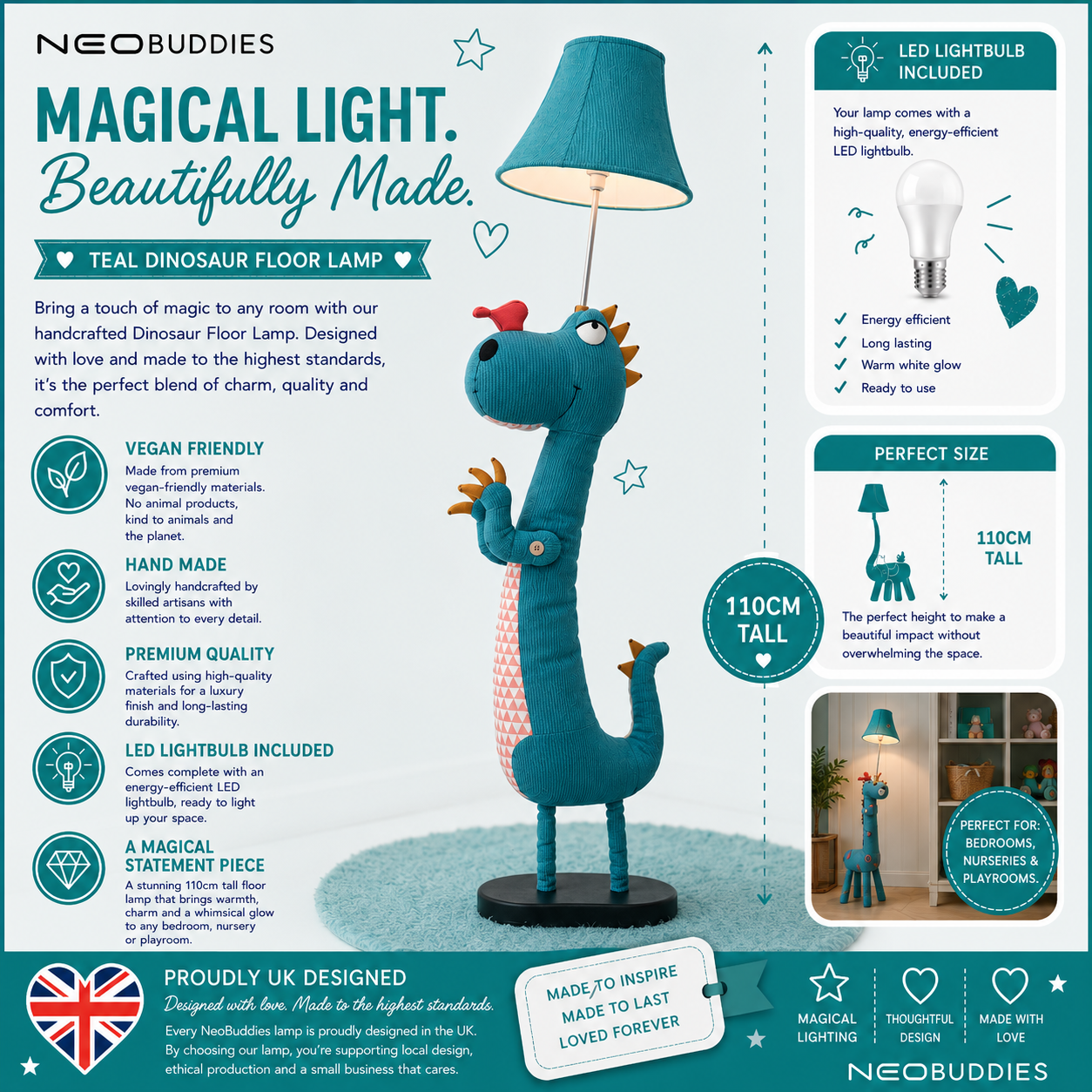 Teal Dinosaur Floor Lamp