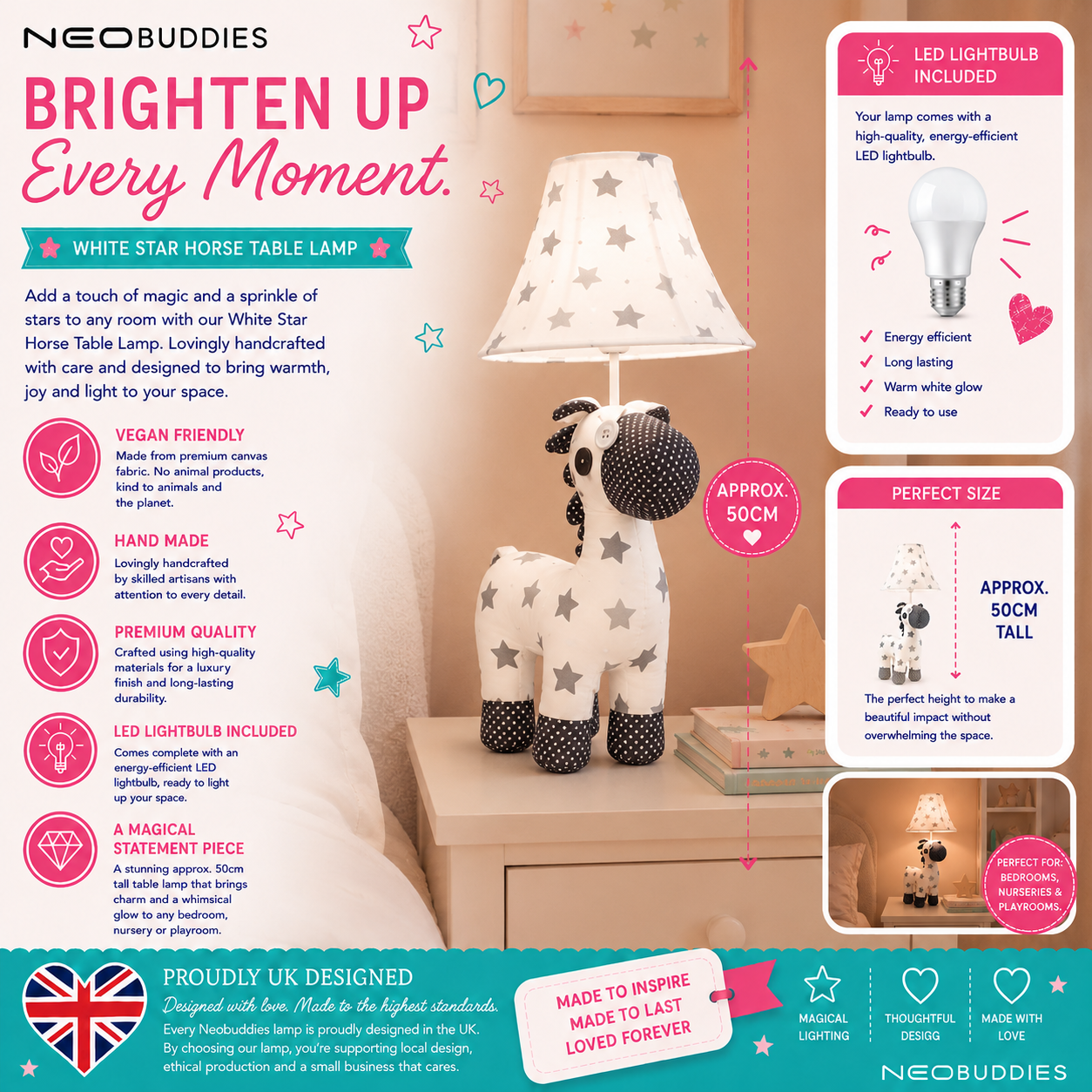 White Star Horse Table Lamp